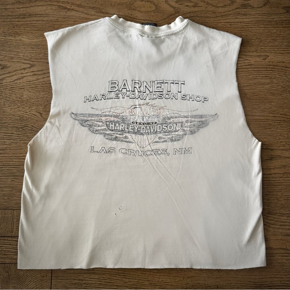 Vintage 2000 Harley-Davidson Barnett Cropped Distressed Muscle Tee USA Made L - Picture 5 of 5